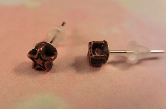 Preview: Kupferfarbene Mini Stern Ohrstecker Star